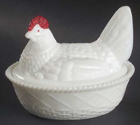 Animals & Figurines Milk Glass Hen on Nest
