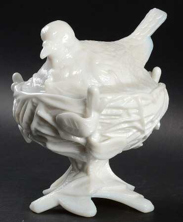 Animals & Figurines Milk Glass Robin Nest & Lid