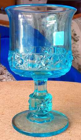 Daisy and Cube Blue by L G Wright Glass