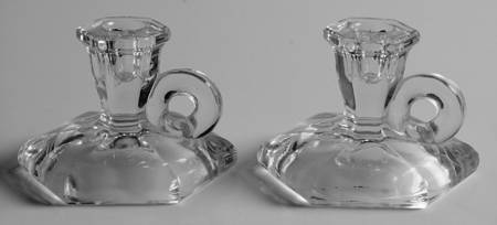 1039 Clear Candlestick Single Light Set of 2