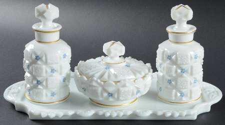 Forget Me Nots (Handpainted) (7 Piece) Dresser Set