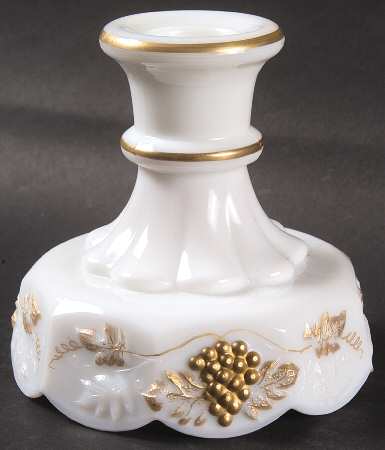 Paneled Grape Milk Glass (Gold Accents, 915) Single Light Candlestick