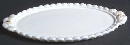 Paneled Grape Milk Glass (Gold Accents, 915) Decorated Handled Dresser Tray
