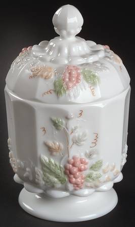 Paneled Grape Pastel Decoration Sugar Bowl & Lid