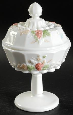 Paneled Grape Pastel Decoration Compote & Lid