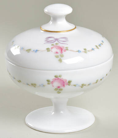 Roses & Bows 6" Compote & Lid