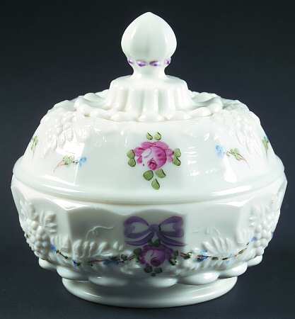 Roses & Bows Round Puff Box with Lid