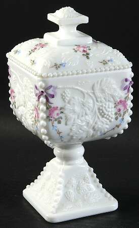 Roses & Bows Beaded Footed Candy Dish with Lid