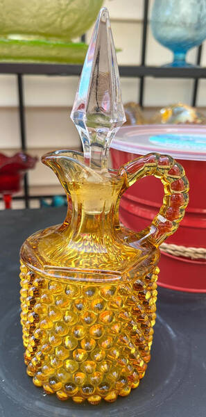 Hobnail Amber Cruet & Stopper