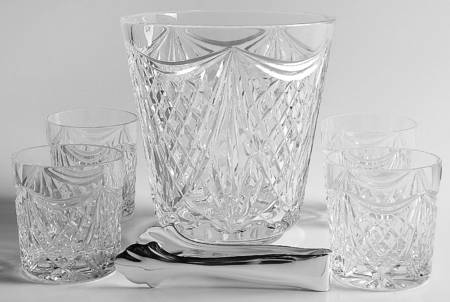 Cut of the Century Ice Bucket & Tongs w/4 Double Old Fashioned