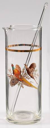 Pheasants 20 Oz Martini Pitcher with Glass Stirrer
