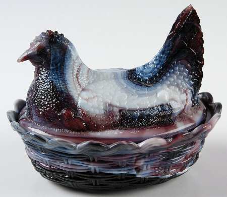 Animals & Figurines Hen on Nest-Small/Purple Slag