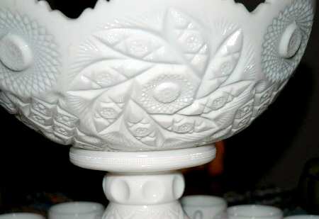Buzz Star Milk Glass Punch Bowl
