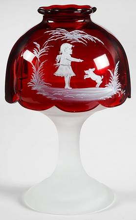 Mary Gregory Ruby (2 Piece) Candle Lamp