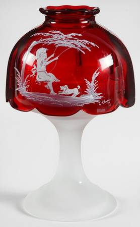 Mary Gregory Ruby (2 Piece) Candle Lamp