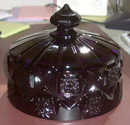 Old Quilt Amethyst Lid for Cheese Dish
