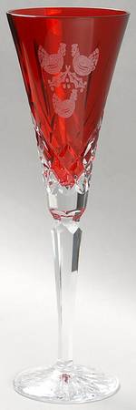 Twelve Days of Christmas Ruby Fluted Champagne No Charm