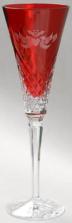Twelve Days of Christmas Ruby Fluted Champagne No Charm