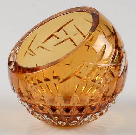 Fleurology 4" Amber Angled Rose Bowl by Waterford Crystal