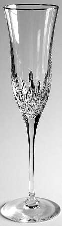 Lismore Essence Platinum (Thin Trim) Fluted Champagne by Waterford Crystal