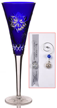Snowflake Wishes (Boxed) Cobalt Friendship Champagne w/2 Charms