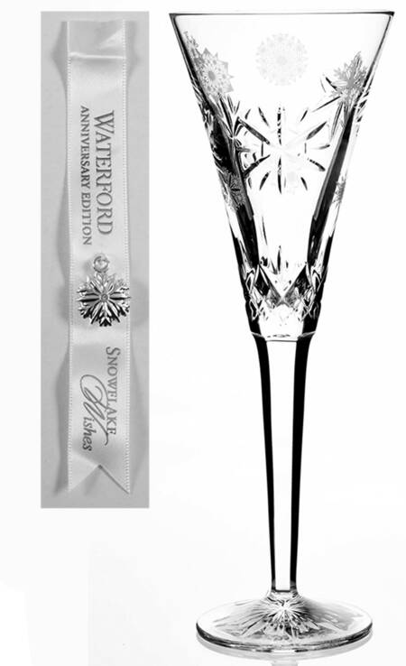 Snowflake Wishes Love Anniversary Fluted Champagne w/Bracelet Charm by Waterford Crystal