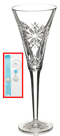 Snowflake Wishes (No Box) Happiness Fluted Champagne w/2 Charms by Waterford Crystal