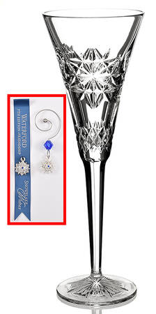 Snowflake Wishes (No Box) Friendship Fluted Champagne w/2 Charms