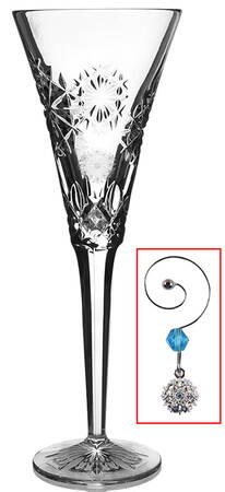 Snowflake Wishes Happiness Fluted Champagne w/Wine Charm by Waterford Crystal