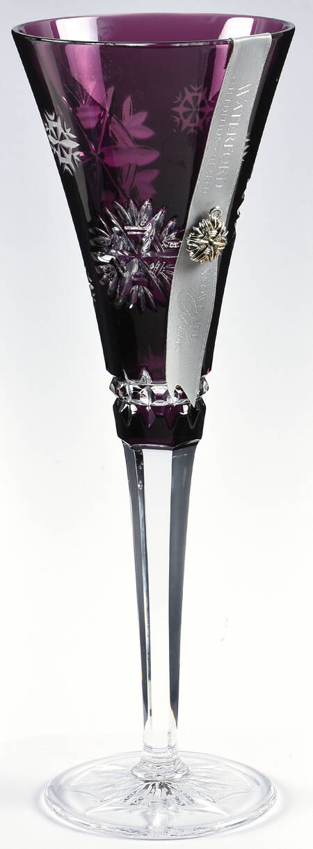 Snowflake Wishes Amethyst Health Fluted Champagne w/Wine Charm