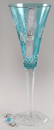 Snowflake Wishes (No Box) Aqua Happiness Flt Champagne w/2 Charms by Waterford Crystal