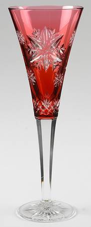 Snowflake Wishes Cranberry Love Fluted Champagne No Charm