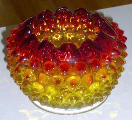 Hobnail Amberina by L G Wright Glass