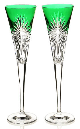 Times Square Greatest Gifts Collection Set of 2 - Emerald Green Fluted Champagne