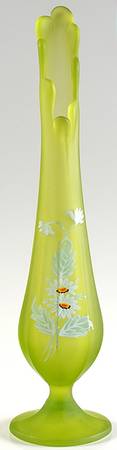 Daisy Decal Green Mist 11"-14" Small Swung Vase