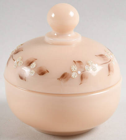 Beaded Bouquet on Almond Round Puff Box with Lid