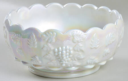 Paneled Grape Milk Glass (Mother of Pearl) 8" Cupped Bowl