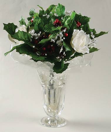Christmas Vase & Silk Flower Bouquet