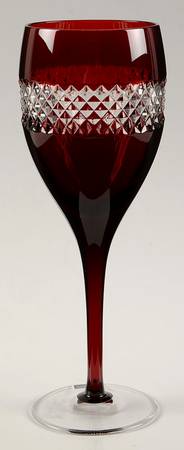 Red Cut Wine Glass