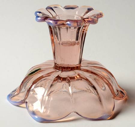 Lotus Pink Opalescent Single Light Candlestick