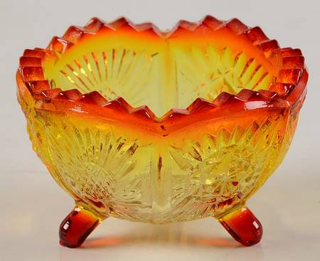 Paneled Thistle Amberina by L G Wright Glass