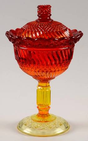 Jersey Swirl Amberina by L G Wright Glass
