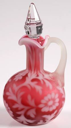 Fern Cranberry Satin by L G Wright Glass