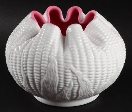Maize Peach Blow by L G Wright Glass