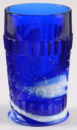 God and Home Blue Slag by L G Wright Glass