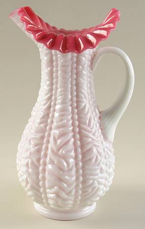 Beaded Curtin Peach Bowl by L G Wright Glass