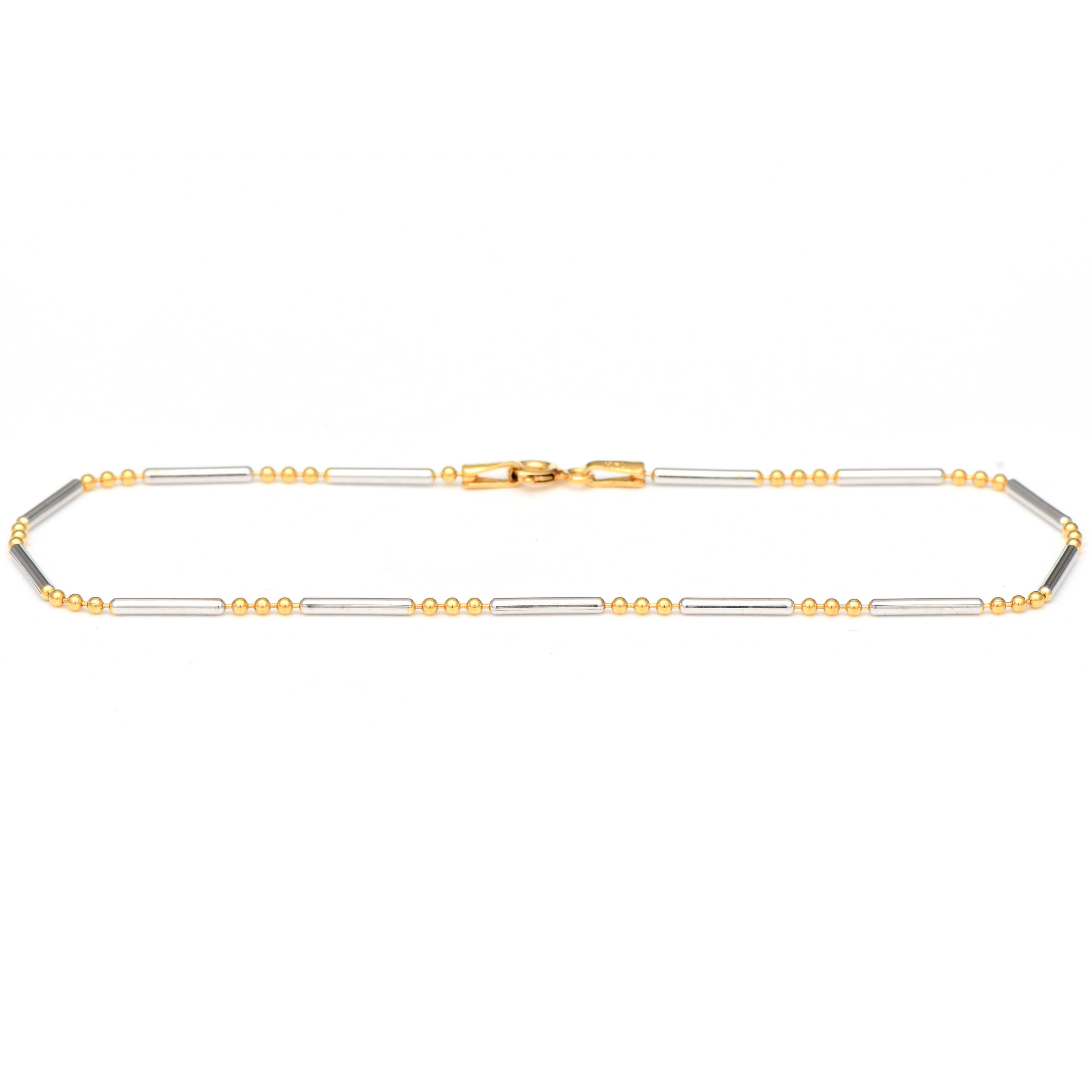 14KWY Two-Tone Bead & Bar Anklet Bracelet