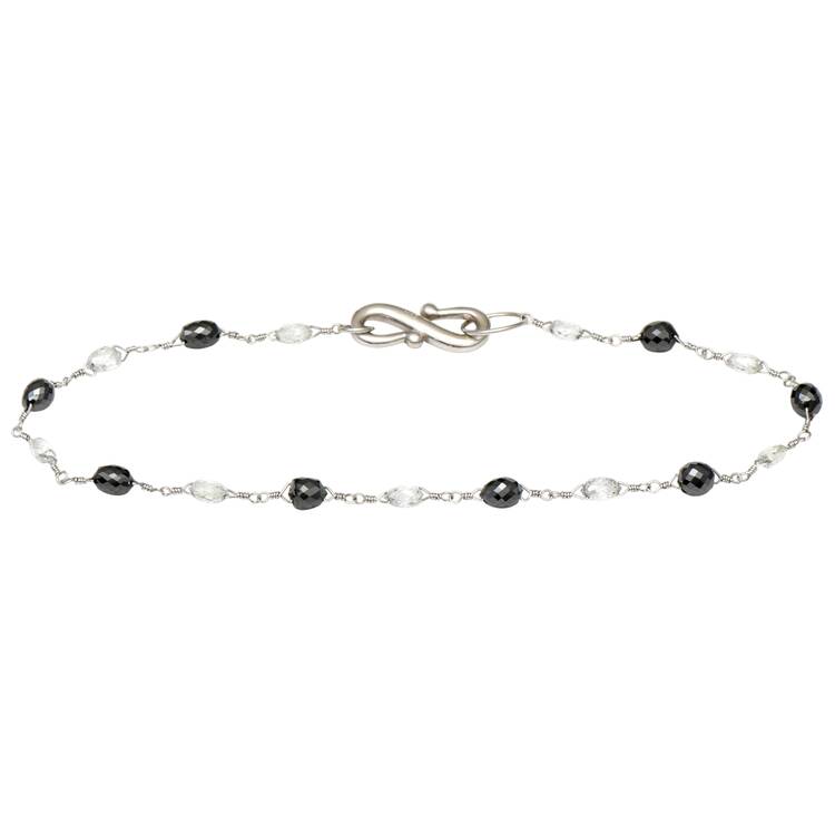 14KW Black(1.84) & White(1.8) Diamond Briolette Link Bracelet