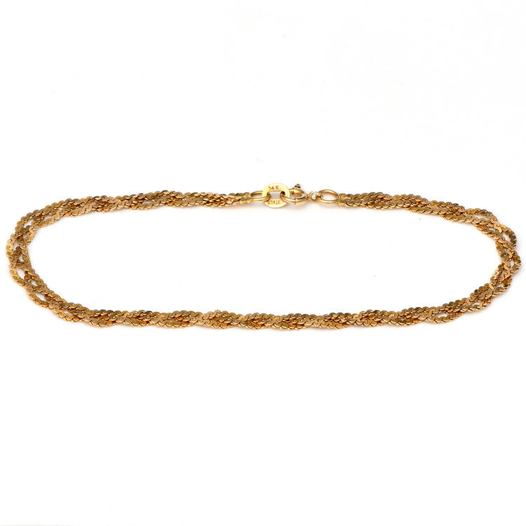 14KY Italian Three Strand Serpentine Link Bracelet