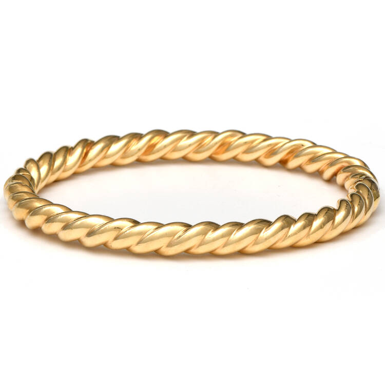 14KY Italian Twisted Rope Hinged Bangle Bracelet